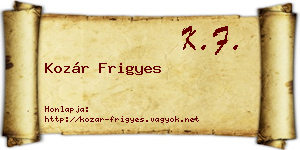 Kozár Frigyes névjegykártya
